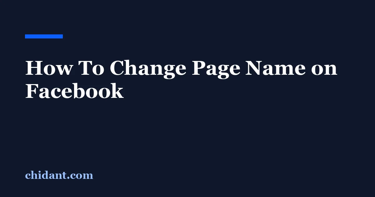 How To Change Page Name on Facebook