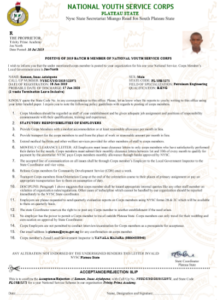 nysc application letter format